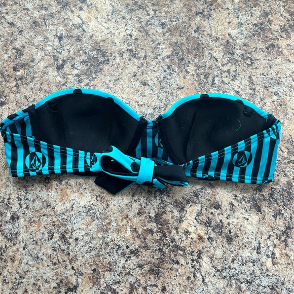Volcom Underwire Bikini Top, Teal/Black, Size M - Picture 2 of 3